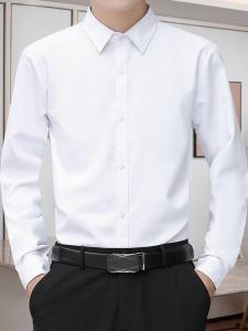Slim Fit Long Sleeve Business Shirt for Men Anti-Wrinkle Easy Care Blue Black Workwear Shirt Casual Chic Polyester Fiber