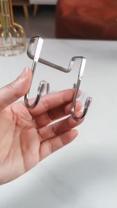 Stainless Steel Hook Free Punching Double  S-Shape Hook Kitchen Bathroom Cabinet Door Back Type Coat Towel Storage Hanger