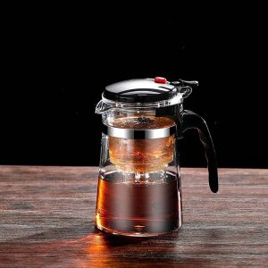 Large Capacity Glass Teapot One-click Filtering Tea Pot Tea Water Separation Filter Tea Maker Chinese Kung Fu Flower TeaPot