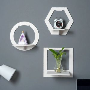 Rak Dinding Tempel Hexagonal Minimalis Rak Gantung Dekorasi Ruang Tamu Rak kayu moderen