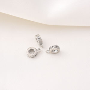 14K Gold-Plated Pearl Necklace Pendant Connecting Buckle Handmade DIY Bracelet Small Pendant Accessories in White Gold