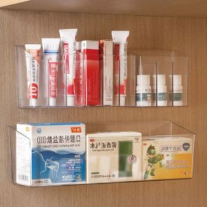 Large Capacity Wall-Mounted Medicine Storage Box Transparent Divided Cabinet Door Drug Box Hanging Rack Organizing Household