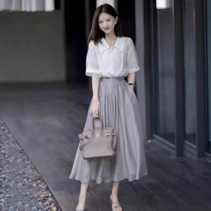 GUXIUDUO | Trendy Slimming Waist French Summer Dress 2 Pieces