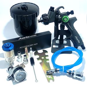 Spray Gun Auarita Lion 2 Original Hvlp | Lvmp Set Plus Regulator Filter Selang 10m Nozzle 1.3mm Cup 600ml