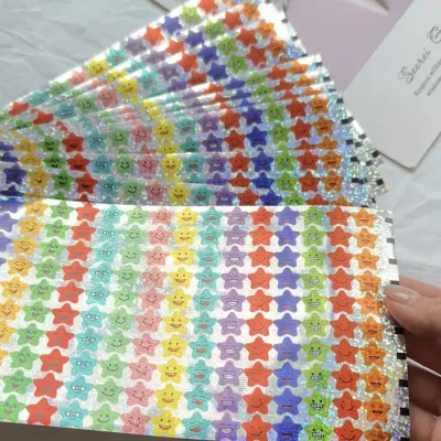 Colorful Laser Star Stickers Childrens Reward Points Stickers Happy Face Stickers Star Emotion Stickers Stationery Business Supplies