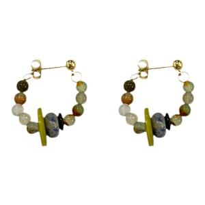 SRRMHYN Chinese Style Color Block Crystal Beaded Earrings Womens Retro Versatile Jewelry Creative Gift Design Toy