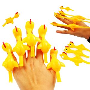 20pcs Novelty Sport Chicken Toy Rubber Prank Flying Toy Chicken Finger Toys Turkey Sticky