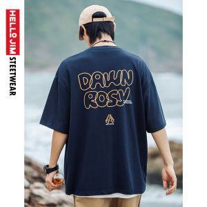 HELLO JIM Cotton t shirt for men Letter puff print tshirt 2023 new style Oversize T Shirt MEN KB1757