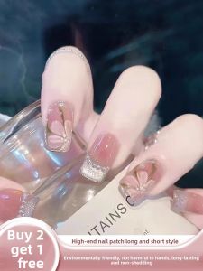 MONLEYTA | Handmade Nail Art Stickers Short And Medium Length Elegant Feeling New Year Wearable False Nails Autumn Winter Style Manicure