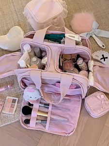 ⭐READY STOCK⭐Cosmetic Bag Double Door Large Capacity Make up Bag  Travel Portable Storage Bag Pouch Makeup Bag大容量化妆包