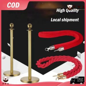 【CKA】Stainless Steel Q Up Stand Ball Top Classic Q up stand Stainless Steel Q-up Queue Queuing Stand Velvet Red Rope Type Swag Barriers Major Event Ball Party Decorative Queue Stand