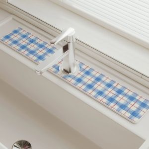 VIKAMA Striped Anti Slip Faucet Absorbent Pad Quick Drying Sink Protection Pad Kitchen Bathroom Sink Home Decoration