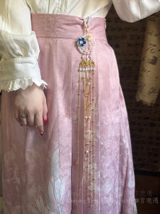 จี้เอวสไตล์จีนโบราณ กระโปรงยาวพร้อมเข็มขัด เครื่องประดับแฟชั่นสำหรับผู้หญิง ลูกปัดหยก จี้เอวแบบจีนใหม่