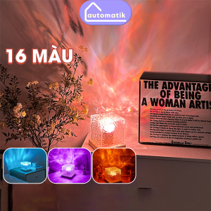 Đèn LED Trang Trí Phòng Ngủ Đèn Ngủ Để Bàn Decor Mini Phòng Ngủ Phòng Khách Chill Pha Lê Gợn Sóng 16 Màu Automatik