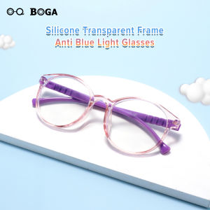 OQ BOGA 6 สีป้องกันแสงสีฟ้าป้องกันรังสีเด็กแว่นตาคอมพิวเตอร์ชายหญิงป้องกันดวงตากรอบกลมซิลิโคนแว่นตาเด็ก