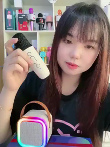 [Buy 1 Get 3] K12 Mini Karaoke Machine With Dual Wireless Mics + Bluetooth Speaker + RGB Light Strips | Portable Singing System