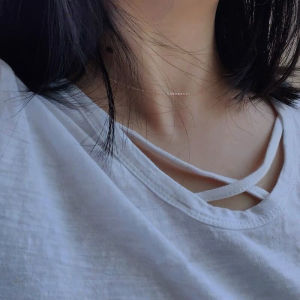 Washable Non-Fading Pure Silver Plated 14K Gold Ultra-Fine Necklace Womens Bare Chain Simple Clavicle Chain Choker Neck Chain