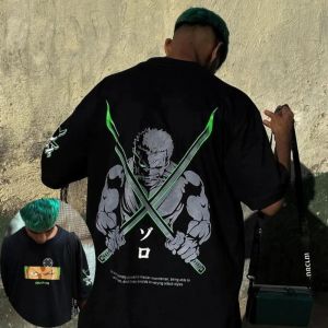 เสื้อยืดวันพีซลายอนิเมะ โรโรโนอา โซโล สำหรับผู้ชาย ฤดูร้อน/ฤดูใบไม้ร่วง เสื้อยืดแขนสั้นลำลองสำหรับเด็กผู้ชาย/เด็ก/ผู้ใหญ่ สไตล์นิช ชุดคู่พ่อแม่ลูก