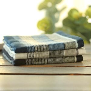 ผ้าเช็ดหน้าลายสก็อตคอตตอนแท้สำหรับผู้ชาย SONKISS ผ้าเช็ดหน้าทรงสี่เหลี่ยมจัตุรัสดูดซับเหงื่อและน้ำได้ดี สไตล์เกาหลี ผ้าเช็ดหน้าผู้ชายระดับไฮเอนด์