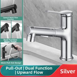White Pull-out Basin Faucet Cold and Hot