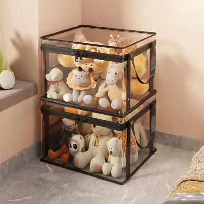 Large Capacity Plush Doll Storage Bucket Home Use High Aesthetic Value Childrens Toy Storage Barrel Cute Style Pure Color