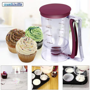 JustLiving 1ชิ้นเครื่องมือเครื่องจ่ายแป้งคัพเค้กแพนเค้กที่หยอดแป้งคัพเค้กคุกกี้เค้กวาฟเฟิลเครื่องมืออบที่สมบูรณ์แบบที่มีด้ามบีบสำหรับคัพเค้ก/วาฟเฟิล/มัฟฟินผสมหรือขนมอบใดๆ