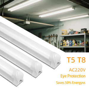 Energy Saving T5/T8 15W/25W LED Tube AC220V Fluorescent Tube Bulb for Shop Exhibition Halls LightingEU US Plug Connect Wire