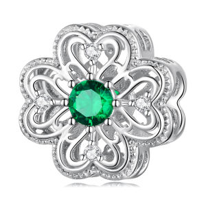 BAMOER Silver 925 Jewelry Green CZ Retro Spacer Charm for Womem Original Bracelet Bangle DIY Fashion Jewelry BSC185