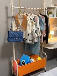 LYZWJ Stand Hanger Baju Serbaguna Rak Gantung Storage Box dengan Roda Kokoh Desain Minimalis
