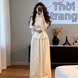 Ge·an·fei | Váy Cổ Cao Màu Trắng Thanh Lịch Thu Mới