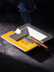 Large Size Fashionable Yellow And Black Whiskey Bar Special Ceramic Ashtray European Style Cigar Ashtray by Bar Soul
