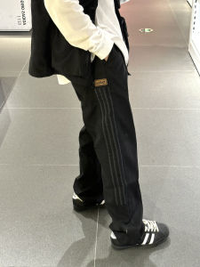 COLDSTONE23 Casual Pants Striped Drapey Loose Simple Versatile Straight Leg Sporty Youth Popular Long Trousers for Men