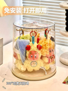 จักรวาลของเล่น Acrylic Star Man Keychain Storage Rack Rotating Display Case พื้นผิวเรียบ กล่องเก็บของเล่น