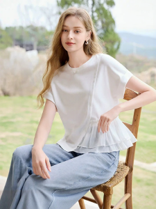 XIANGYING | Design Elegant Organza Patchwork T-shirt