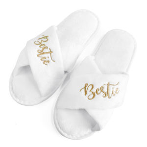 Wedding Party Guests Home Slip-on Letter Print Shoes For Bride And Bachelorettes Bridal Party Cross Strap Slippers