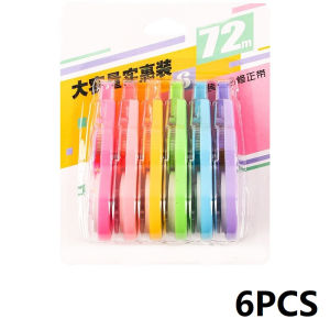 6PCS Macaron Correction Tape Large Capacity 72m Total PET White Out Tape Student School Office Stationery Set