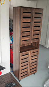 Flexidesignx TORI Shoe Rack 4 Door Rak Kasut Soft Close Door Shoe Cabinet Natural/Grey