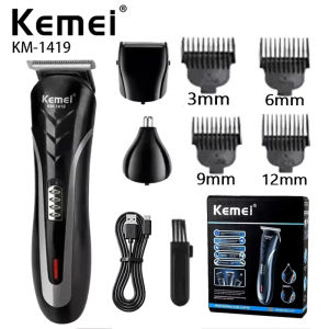 Kemei KM-1419 Rechargeable Electric Hair Clipper MenS Household Shaver Hair Trimmer and Nose Trimmer 3 in 1 Hair Clippers Men
