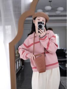 HUOLISI | Vintage Colorblock Striped Half-Zip Pullover Sweater