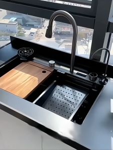 Kitchen Sink SUS304 Stainless Steel Sink 3.0MM With Waterfall Pull-Out Faucet Sink Home Sink