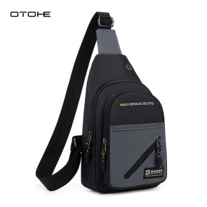 OTOHE Mens Chest Bag Cross Body Bag Waterproof Travel Shoulder Bag Large Capacity Casual Bag Earphone Hole Design Leisure Sport Street Bag for College Student