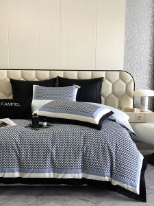 Luxurious Pure Cotton Bedding Set 4-Piece Comforter Cover Sheet Pillowcase Set Skin-friendly Allergy-free Durable Digital Printing