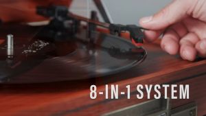 Crosley CR704 Musician 3-Speed Turntable with Radio CD/Cassette Player Aux-in and Bluetooth Walnut