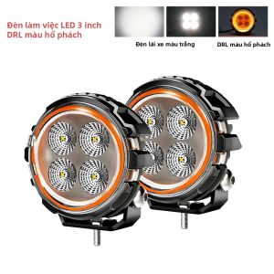 Đèn LED Làm Việc Tròn HL 3/4/5 Inch Trắng Hổ Phách DRL IP68 Tầm Xa Đèn Lái Xe Địa Hình 12V 24V Cho Xe Tải ATV