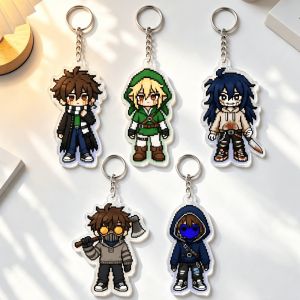 Bandai | for Creepypasta Game Liu Woods Ben Drowned Eyeless Jack Peripheral Acrylic Keychain Decoration Backpack Pendant Festival Gift