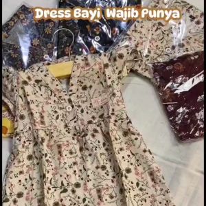 Dress Bayi Perempuan Newborn / Baju Bayi Usia  3 18 bulan Bahan Rayon Baju Anak Daily