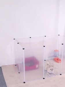SG local send  Playpen for with door - Plastic Yard Fence Tent for Small Animals Rabbits Puppy Kennel Cage Transparent Playpen Cage Crate Fence VB1D