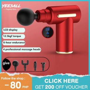 Yeesall Fascia Massage Gun，Portable muscle massage gun body massage slimming relaxation，6-speed adjustable | with LED display | 3200 rpm high-frequency vibration fascia massage device（Same-day delivery + four massage heads）