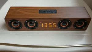 ★SG Warranty★Wooden Soundbar BT Sound Box Music Acoustic System W8C Stereo Music Surround LED Clock Outdoor Bluetooth Speakers