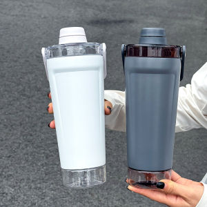 1pc Stainless Steel Sports Insulated Cup 720ml Large Capacity Handheld Protein Powder Shaker Cup with Bottom Compartment